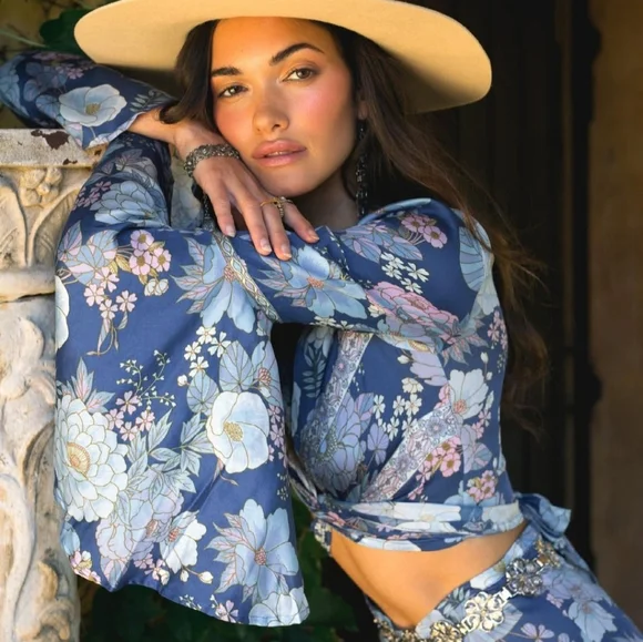 Nine Lives Bazaar Violet top in Bluebelle - Picture 2 of 10